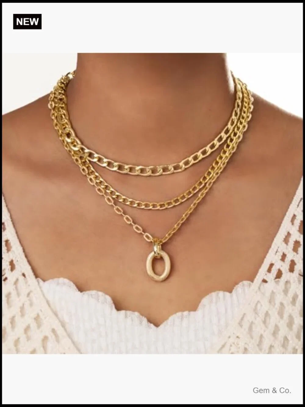 Layered Y2K Gold Chain Necklace Set Chunky Star Dainty Statement Jewelry